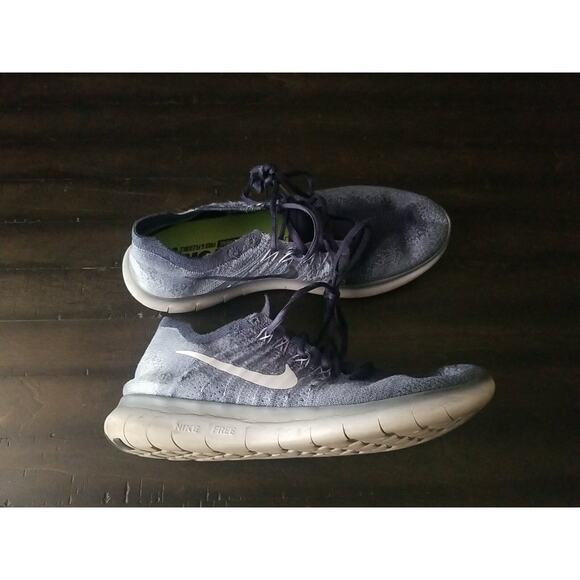 Nike Free Run Flyknit Women's Running Shoes Oreo Blue White 880843 402 Size 9.5 - Picture 4 of 16